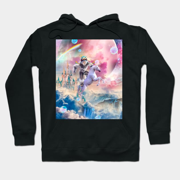 Bigfoot Yeti Sasquatch Riding Unicorn Hoodie by Random Galaxy